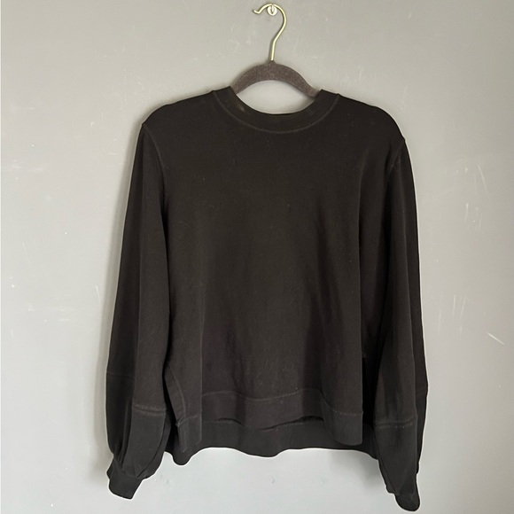 Ganni Women's Size XL Isoli Logo Pullover Sweatshirt Black Balloon